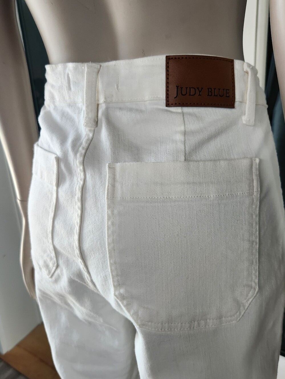 Judy Blue White Weekender Jean Utility Porkchop Pocket 5 27x30 Tie Waist Stretch - Picture 14 of 15
